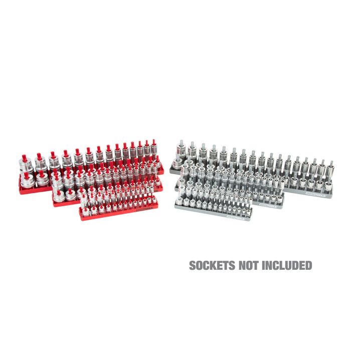 OEMTOOLS 22413 6 Piece SAE and Metric Socket Tray Set (Red and Gray)