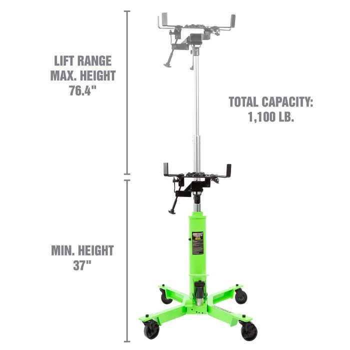 OEMTOOLS 24790 1,100 Lb. 2 Stage Telescoping Transmission Jack